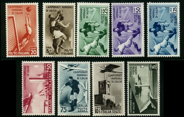 世界杯邮票 第二届意大利发行邮票价格最高(图)