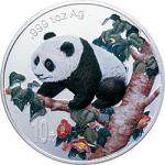 1998版熊猫金银纪念币1盎司圆形彩色银质纪...