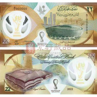 【全款预售】2022年卡塔尔世界杯纪念钞  面值22里亚尔