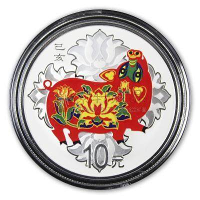 2019中国己亥（猪）年金银纪念币 30克圆形银质彩色纪念币