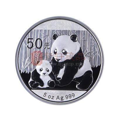 【投资银币 精制币 性价比高】2012年熊猫155.52克（5盎司）50元圆形精制银质纪念币