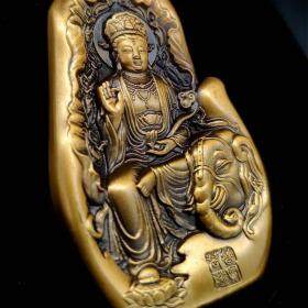中国佛像纪念铜章  文殊菩萨和普贤菩萨 一对两枚 2015年铜章 佛教铜章