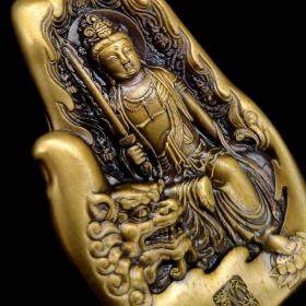 中国佛像纪念铜章  文殊菩萨和普贤菩萨 一对两枚 2015年铜章 佛教铜章