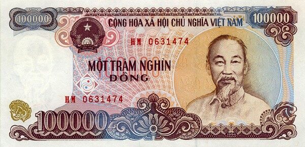 越南 Pick 117 1994（2000）年版100000 Dong 纸钞 
