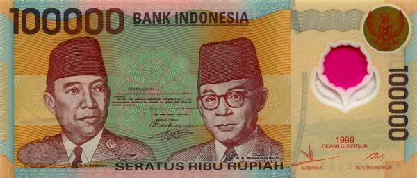 印度尼西亚 Pick 140 1999年版100000 Rupiah 纸钞 151x65