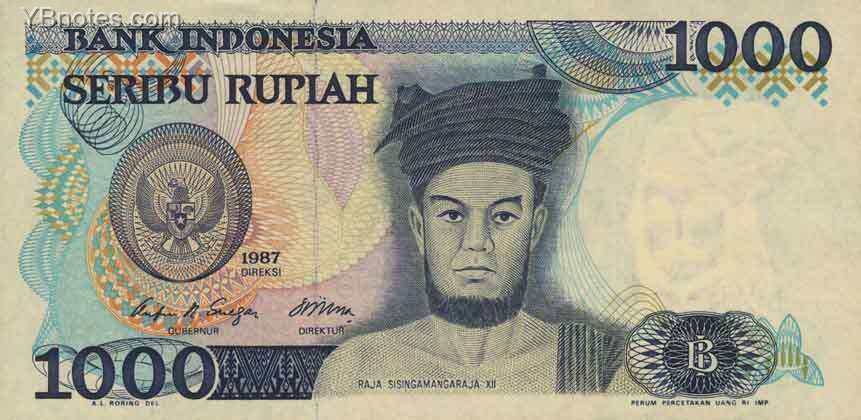 印度尼西亚 Pick 124 1987年版1000 Rupiah 纸钞 