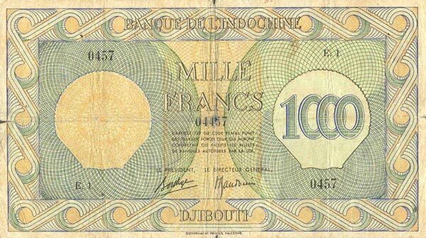吉布提 Pick 18 ND1945年版1000 Francs 纸钞 