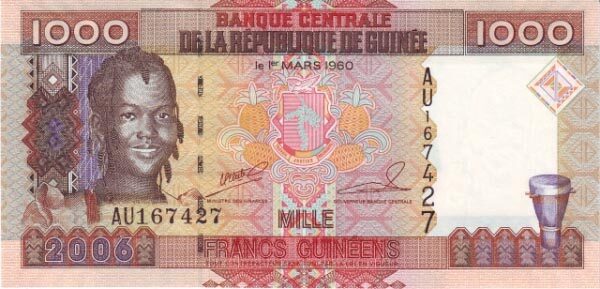 几内亚 Pick 40 2006年版1000 Francs 纸钞 