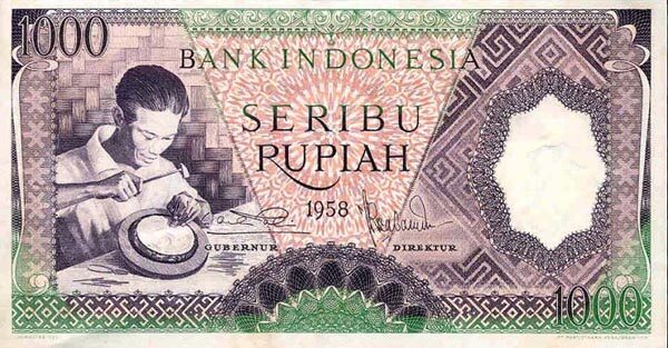 印度尼西亚 Pick 062 1958年版1,000 Rupiah 纸钞 