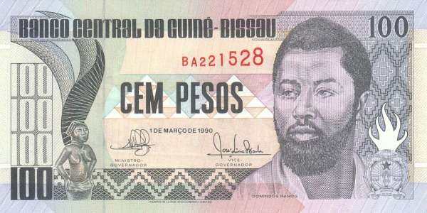 几内亚比绍 Pick 11 1990.3.1年版100 Pesos 纸钞 