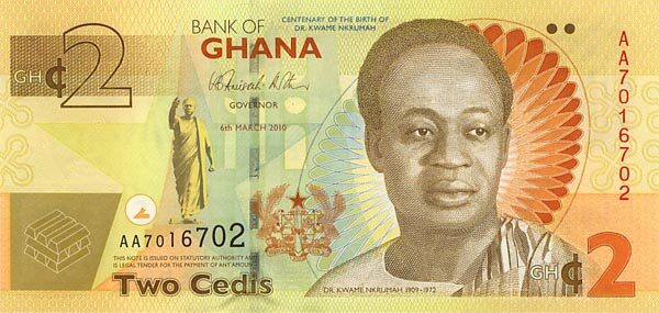 加纳 Pick New 2010.3.6年版2 Cedis 纸钞 139x67