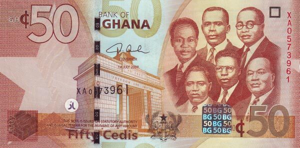 加纳 Pick 41 2007.6年版50 Cedis 纸钞 153x77