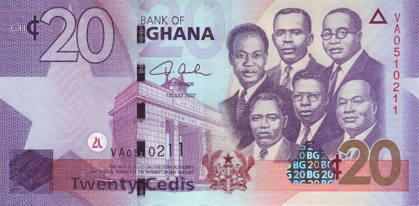 加纳 Pick 40 2007.6年版20 Cedis 纸钞 149x74
