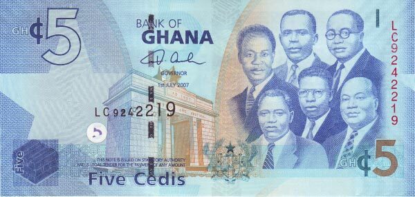 加纳 Pick 38 2007.6年版5 Cedis 纸钞 141x68