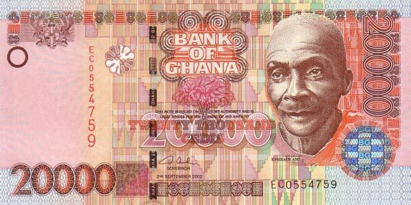 加纳 Pick 36a 2002年版20000 Cedis 纸钞 