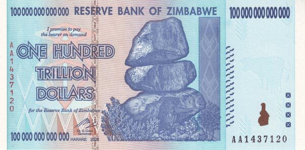 津巴布韦 Pick 91 2008年版100,000,000,000,000 Dollars 纸钞 
