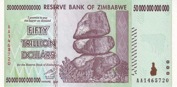 津巴布韦 Pick 90 2008年版50,000,000,000,000 Dollars 纸钞 