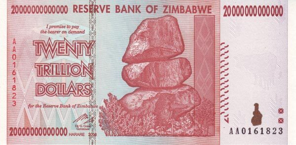 津巴布韦 Pick 89 2008年版20,000,000,000,000 Dollars 纸钞 