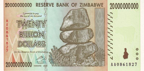 津巴布韦 Pick 86 2008年版20,000,000,000 Dollars 纸钞 