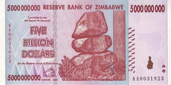 津巴布韦 Pick 84 2008年版5,000,000,000 Dollars 纸钞 