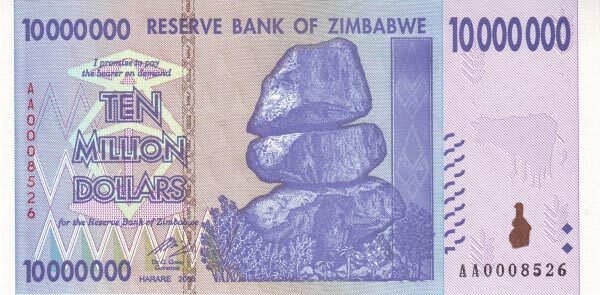 津巴布韦 Pick 78 2008年版10,000,000 Dollars 纸钞 148x73