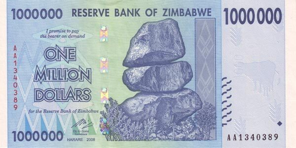 津巴布韦 Pick 77 2008年版1,000,000 Dollars 纸钞 153x76