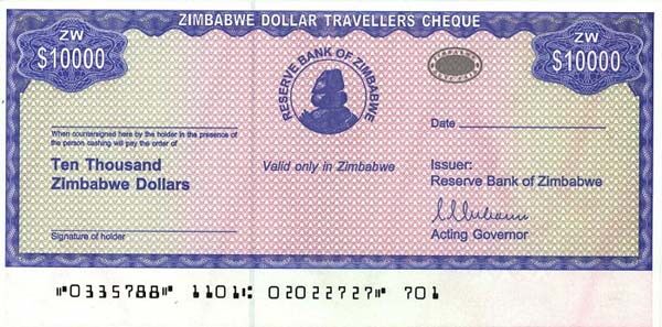 津巴布韦 Pick 17 2003年版10,000 Dollars 纸钞 
