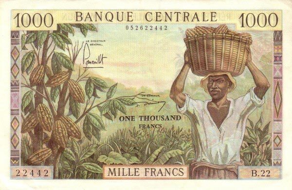 喀麦隆 Pick 12 ND1962年版1000 Francs 纸钞 