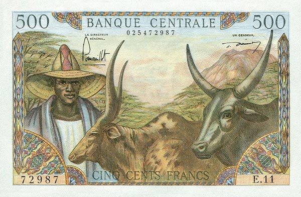 喀麦隆 Pick 11 ND1962年版500 Francs 纸钞 