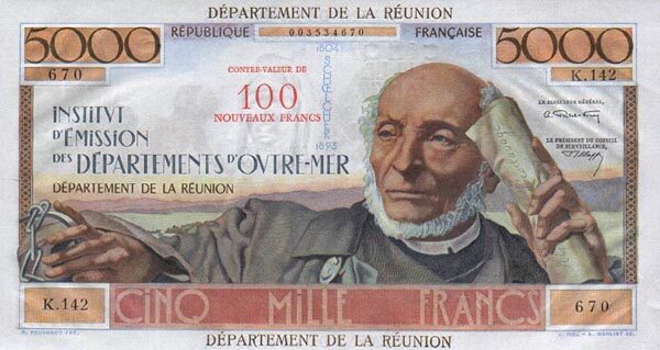 留尼旺 Pick 56b ND1971年版100 Nouveaux Francs 纸钞 