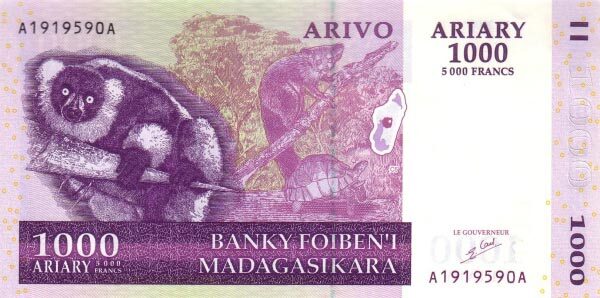 马达加斯加 Pick 89 2004年版1000 Ariary 纸钞 138x69