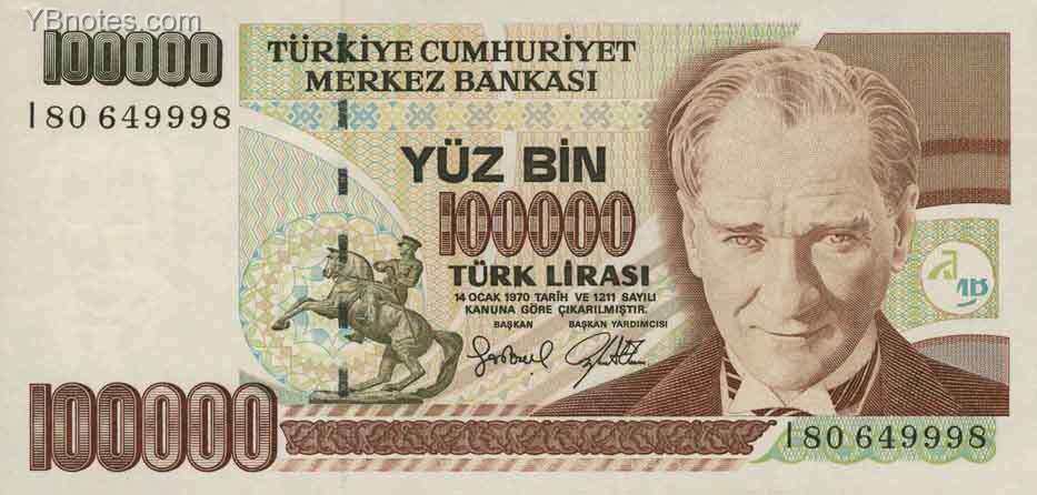  Pick 206 L 1970 100000 Lira 158x76 