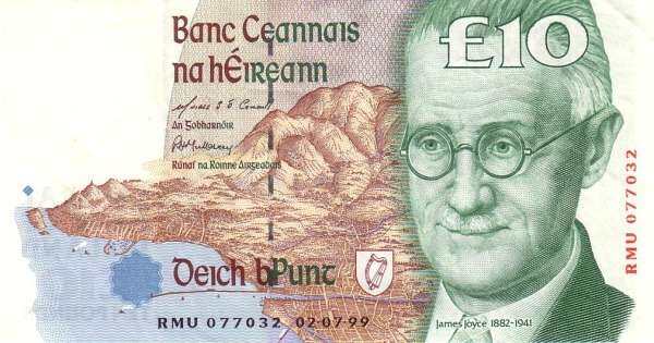 爱尔兰 Pick 76b 1999.7.2年版10 Pounds 纸钞 128x68