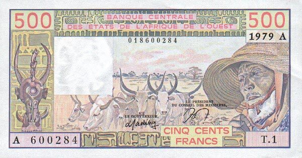 西非货币联盟 Pick 105Aa 1979年版1000 Francs 纸钞 