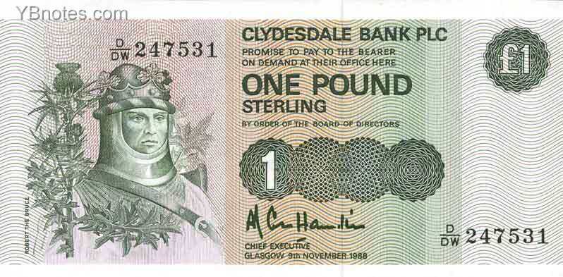 苏格兰 pick 211d 1988年版1 pound 纸钞 _苏格兰纸钞_欧洲纸钞_纸币
