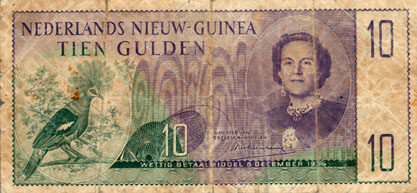 荷属新几内亚 Pick 14 1954年版10 Gulden 纸钞 