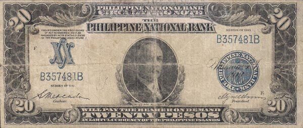 菲律宾 Pick 055 1921年版20 Pesos 纸钞 