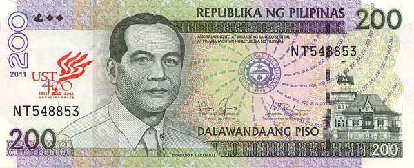 菲律宾 Pick New 2011年版200 Piso 纸钞 160x66