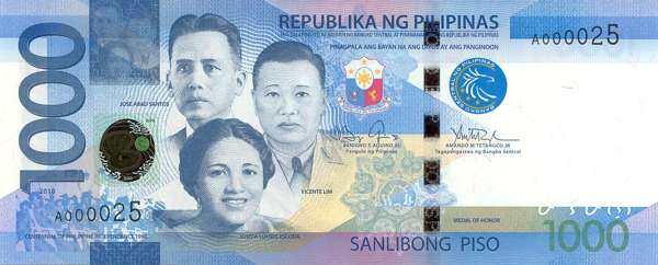 菲律宾 Pick New 2010年版1000 Piso 纸钞 160x66
