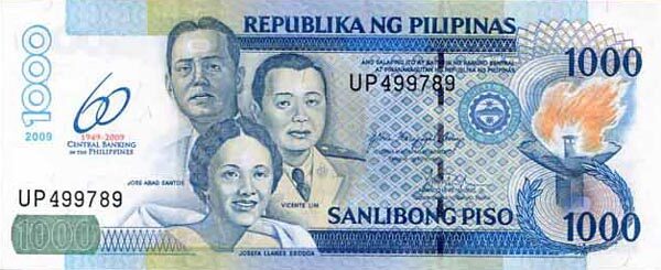菲律宾 Pick New 2009年版1000 Piso 纸钞 160x66