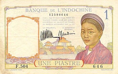 法属印度支那 Pick 052 ND1932年版1 Piastre 纸钞 