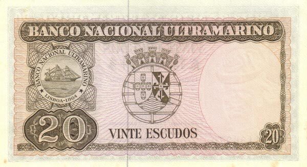 东帝汶 pick 26 1967.10.24年版20 escudos 纸钞