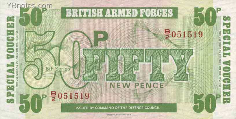 英国军票 Pick M49 ND年版50 New Pence 纸钞 