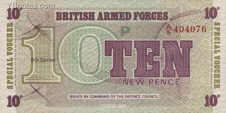 英国军票 Pick M45 ND年版10 New Pence 纸钞 