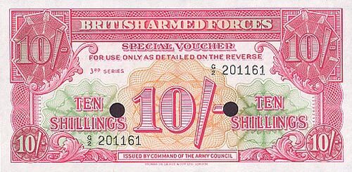 英国军票 Pick M28b ND1956年版10 Shillings 纸钞 
