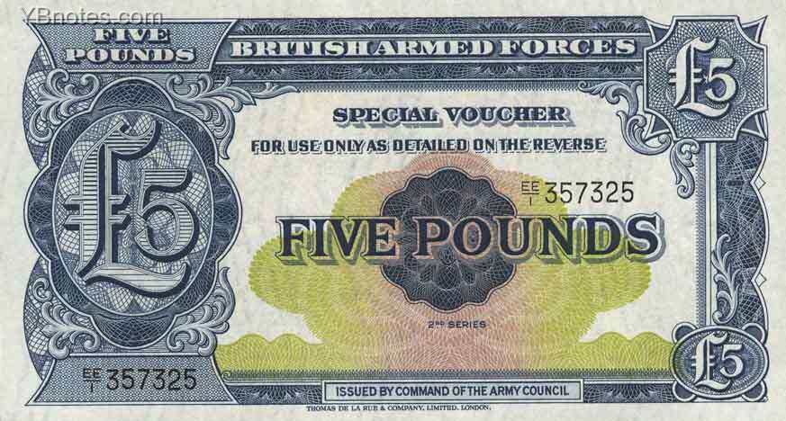 英国军票 Pick M23 ND年版5 Pounds 纸钞 