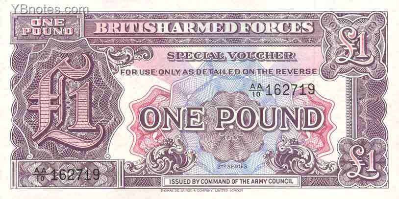 英国军票 Pick M22 ND年版1 Pound 纸钞 