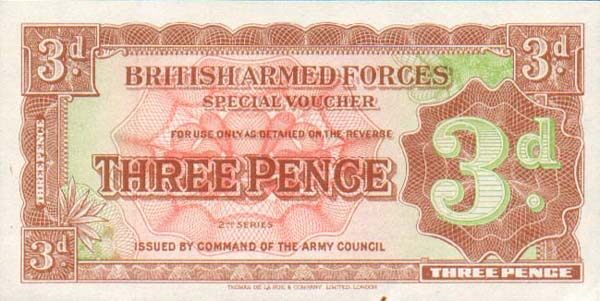 英国军票 Pick M16a ND1948年版3 Pence 纸钞 