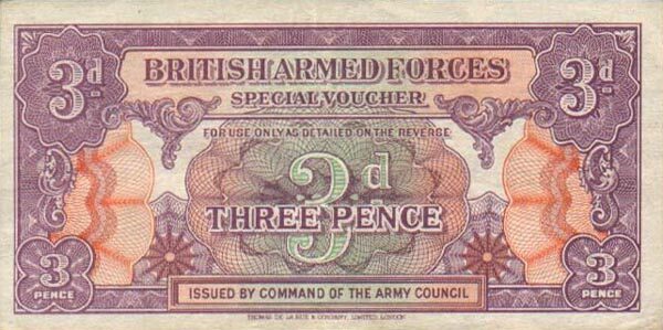 英国军票 Pick M09a ND1946年版3 Pence 纸钞 
