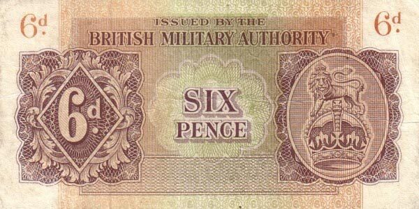 英国军票 Pick M01 ND1943年版6 Pence 纸钞 